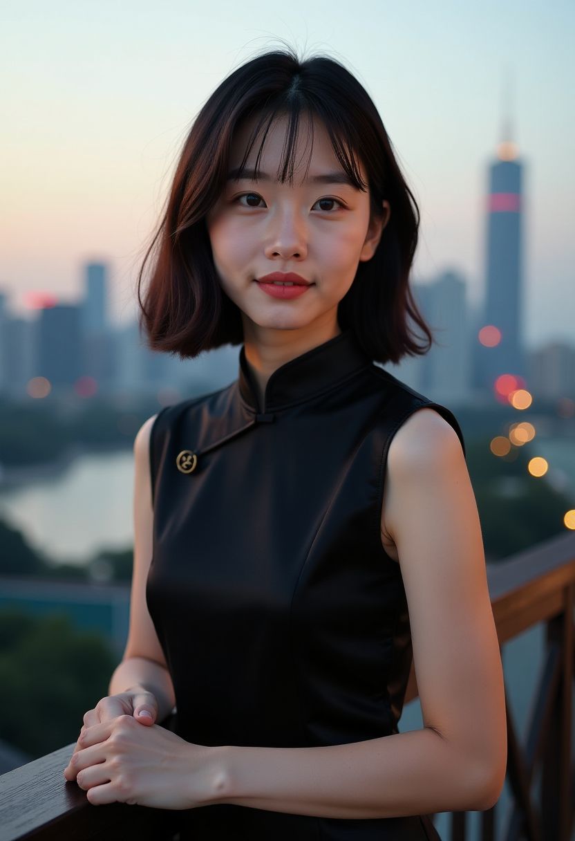 深夜两人骑行城市环线